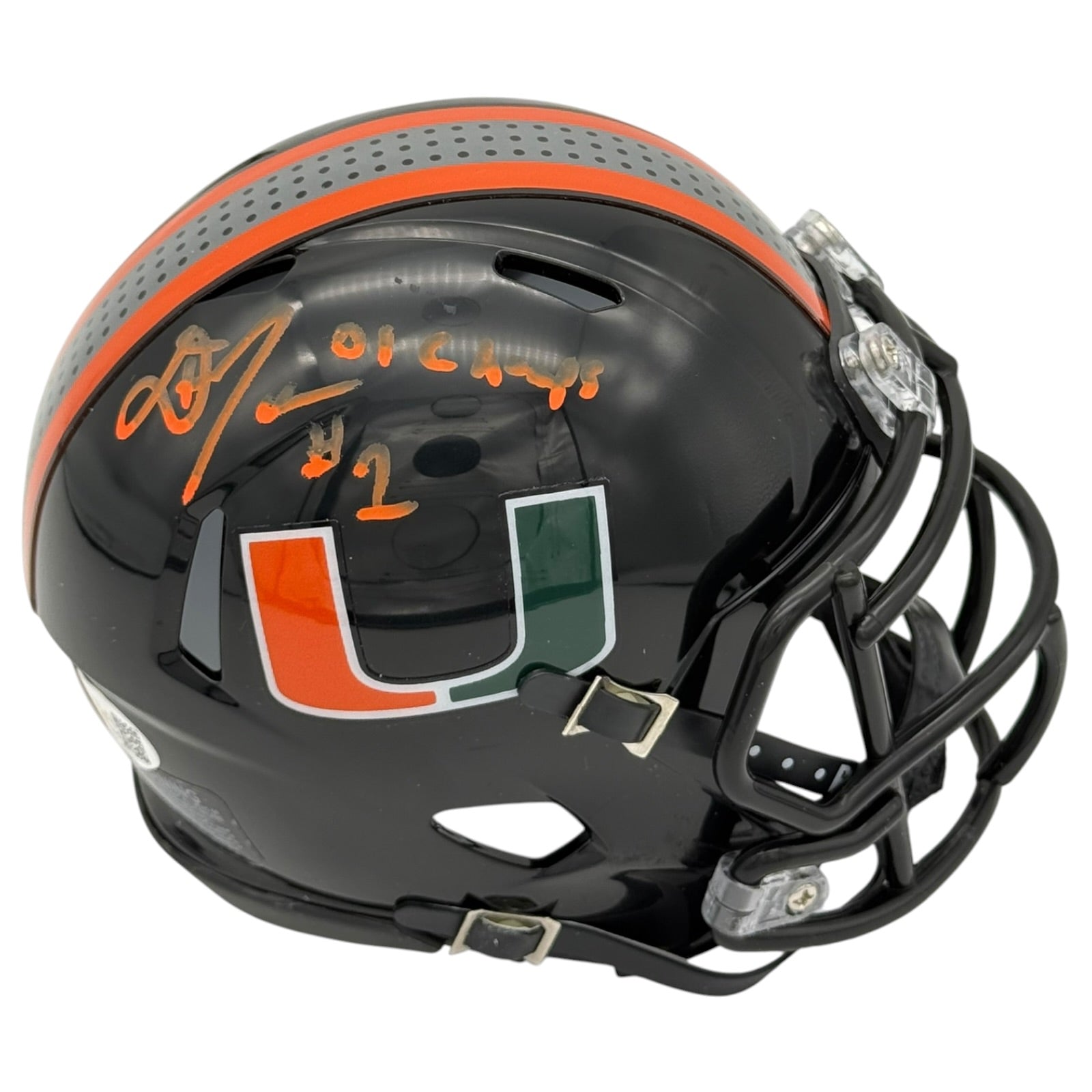 Daryl Jones Autographed Miami Hurricanes (Black Nights Gloss) Mini Helmet w/ 