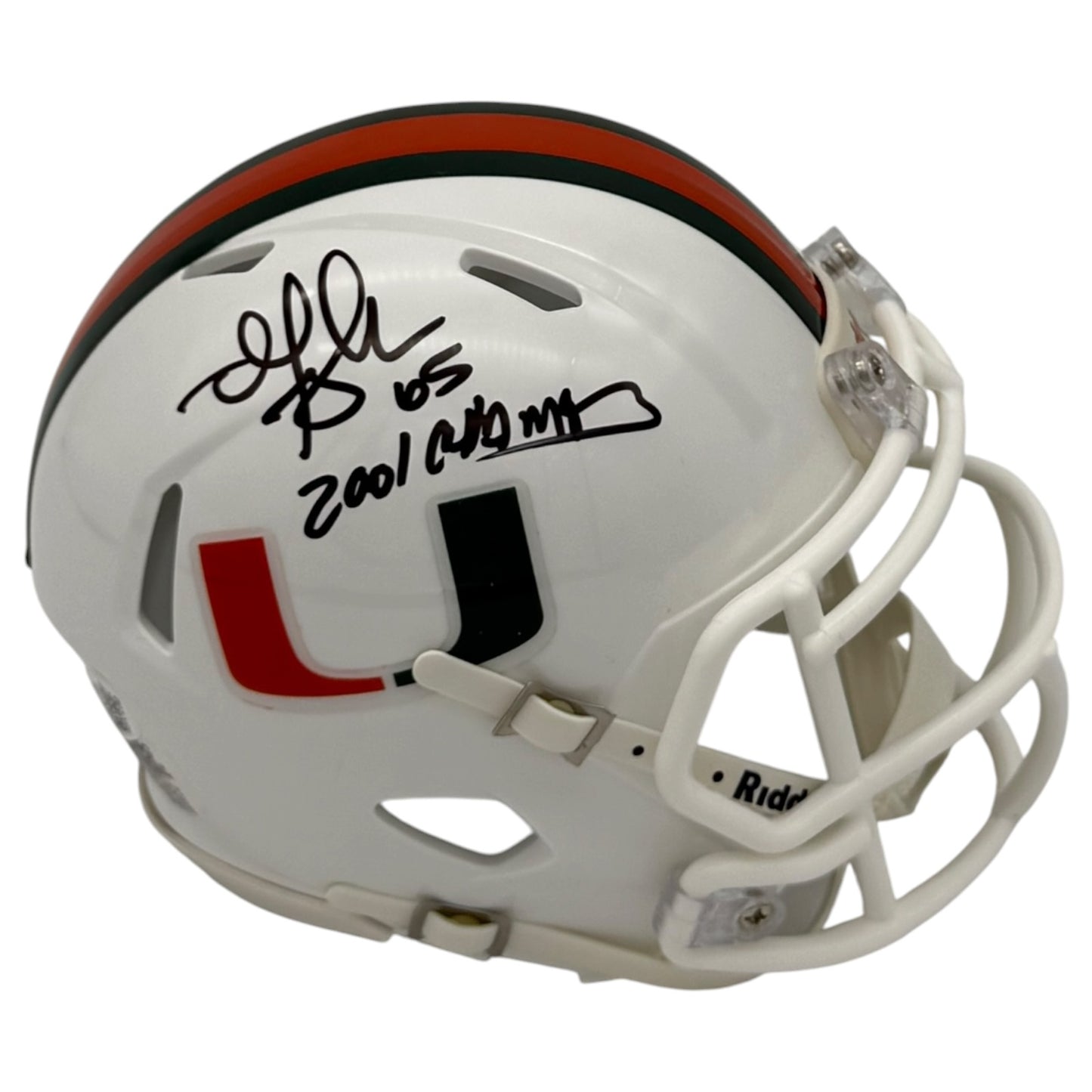 Martin Bibla Autographed Miami Hurricanes (Speed) Mini Helmet w/ "01 Champs" - JSA