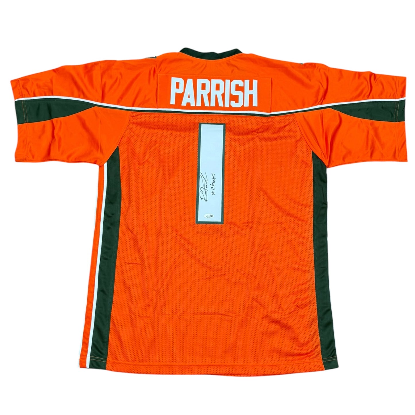 Roscoe Parrish Autographed Miami (Orange #1) Custom Stitched Jersey - JSA