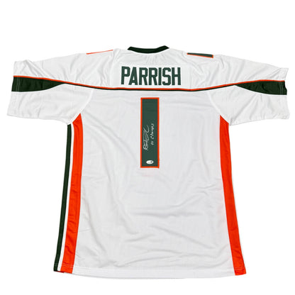 Roscoe Parrish Autographed Miami (White #1) Custom Stitched Jersey - JSA