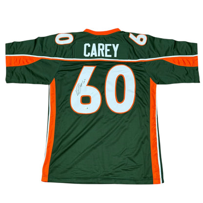 Vernon Carey Autographed Miami (Green #60) Custom Stitched Jersey - JSA