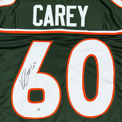 Vernon Carey Autographed Miami (Green #60) Custom Stitched Jersey - JSA