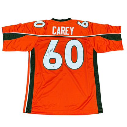 Vernon Carey Autographed Miami (Orange #60) Custom Stitched Jersey - JSA