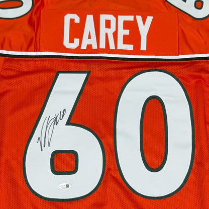 Vernon Carey Autographed Miami (Orange #60) Custom Stitched Jersey - JSA