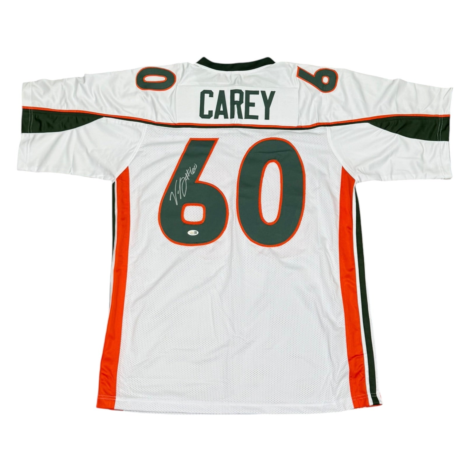 Vernon Carey Autographed Miami (White #60) Custom Stitched Jersey - JSA