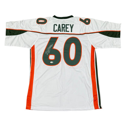 Vernon Carey Autographed Miami (White #60) Custom Stitched Jersey - JSA