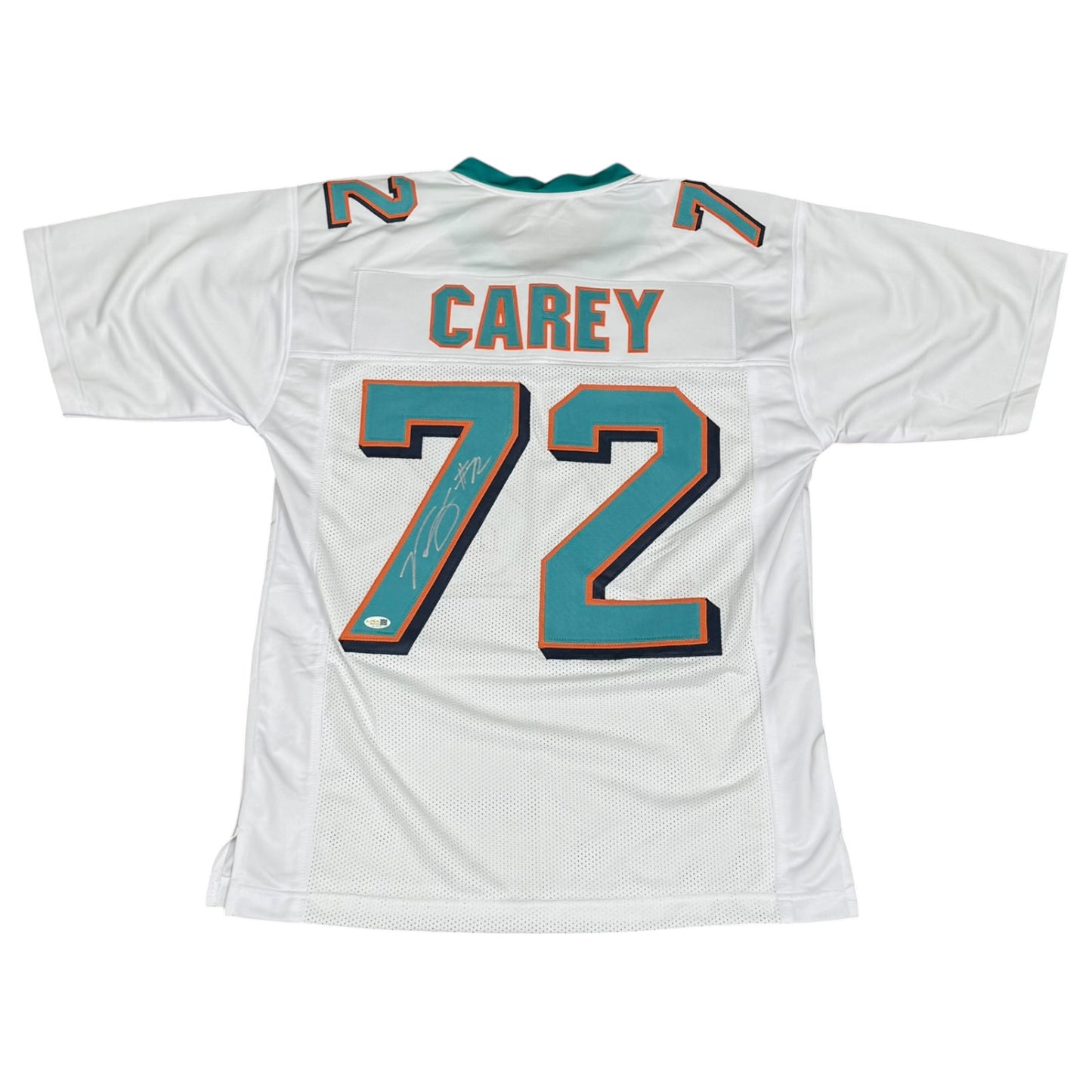 Vernon Carey Autographed Miami (White #72) Custom Stitched Jersey - JSA