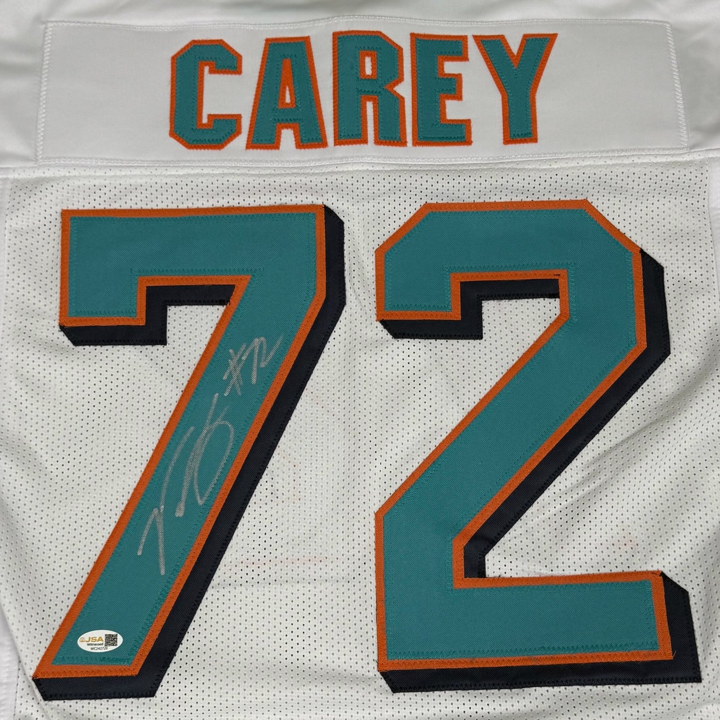 Vernon Carey Autographed Miami (White #72) Custom Stitched Jersey - JSA