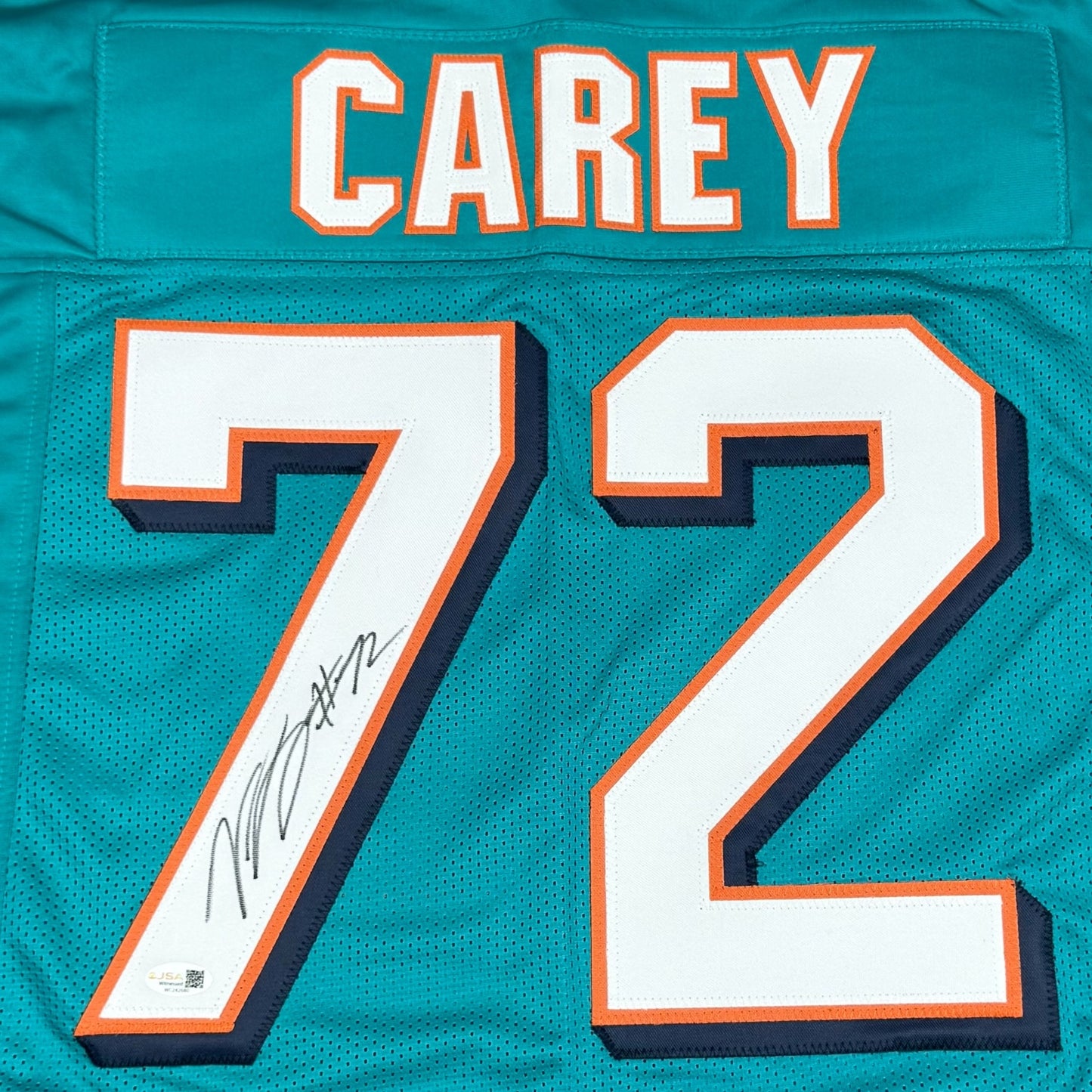 Vernon Carey Autographed Miami (Aqua #72) Custom Stitched Jersey - JSA