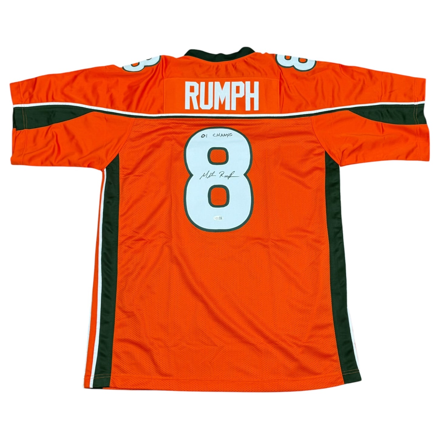 Mike Rumph Autographed Miami (Orange #8) Custom Stitched Jersey - JSA