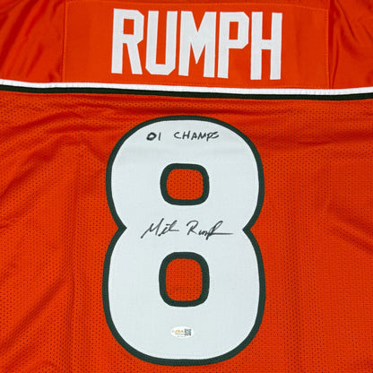 Mike Rumph Autographed Miami (Orange #8) Custom Stitched Jersey - JSA