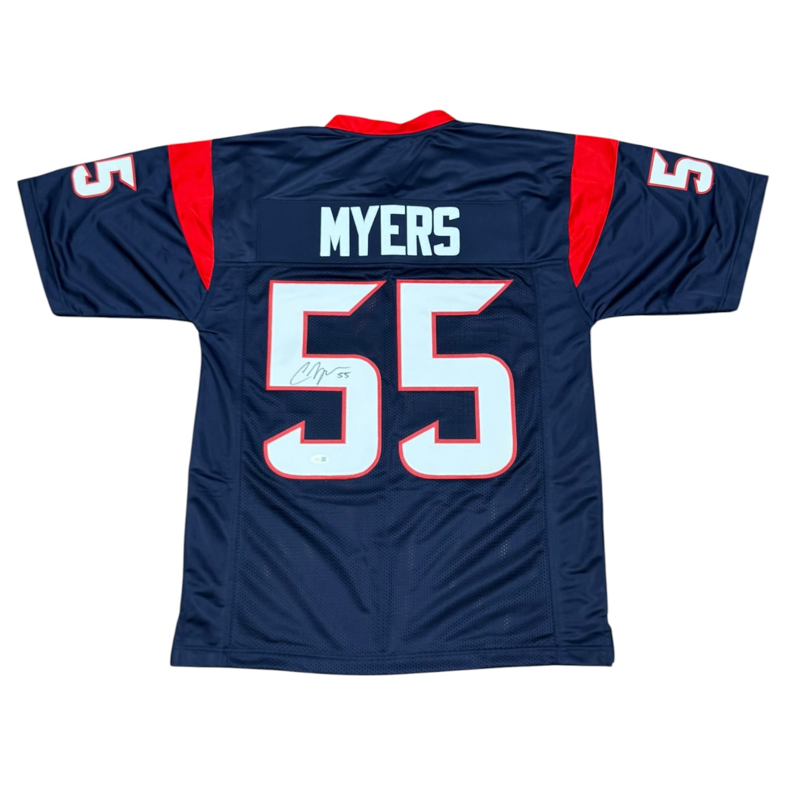 Chris Myers Autographed Houston (Navy #55) Custom Stitched Jersey - JSA