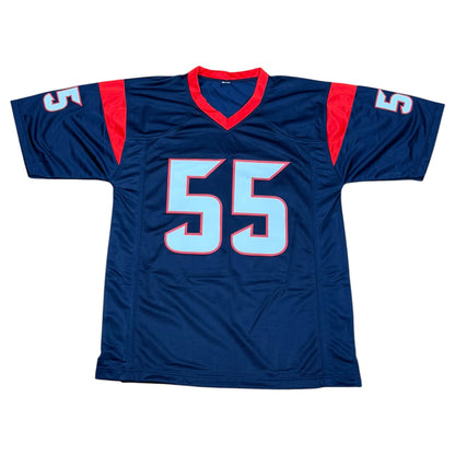 Chris Myers Autographed Houston (Navy #55) Custom Stitched Jersey - JSA