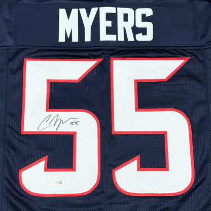 Chris Myers Autographed Houston (Navy #55) Custom Stitched Jersey - JSA