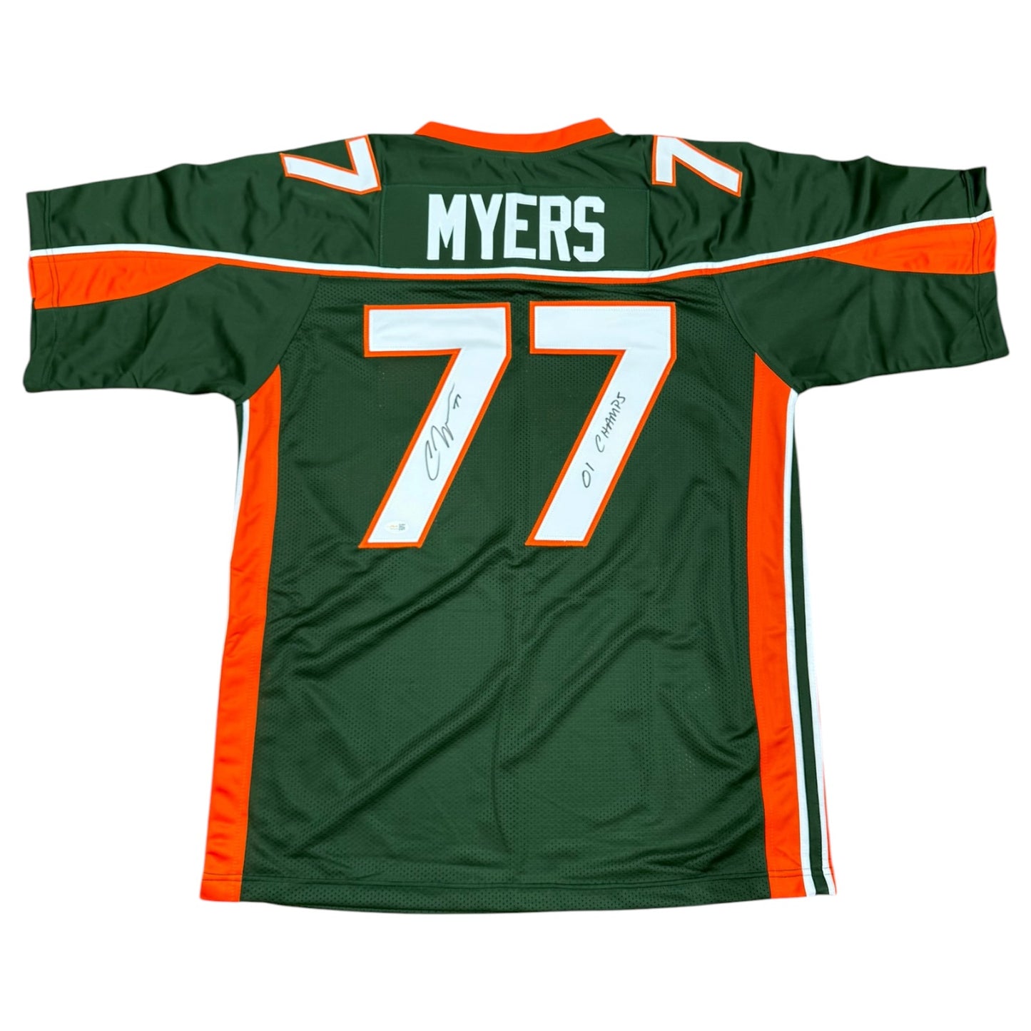Chris Myers Autographed Miami (Green #77) Custom Stitched Jersey - JSA