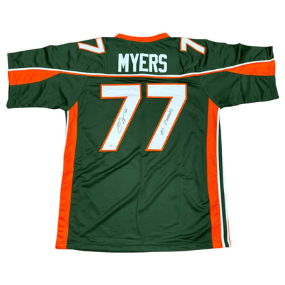 Chris Myers Autographed Miami (Green #77) Custom Stitched Jersey - JSA