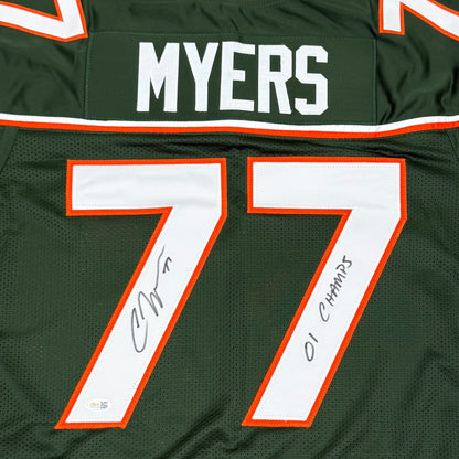 Chris Myers Autographed Miami (Green #77) Custom Stitched Jersey - JSA