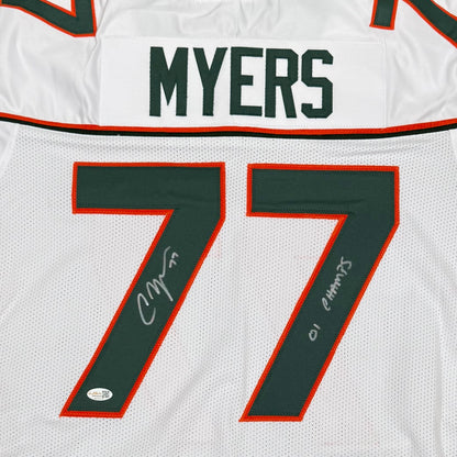 Chris Myers Autographed Miami (White #77) Custom Stitched Jersey - JSA