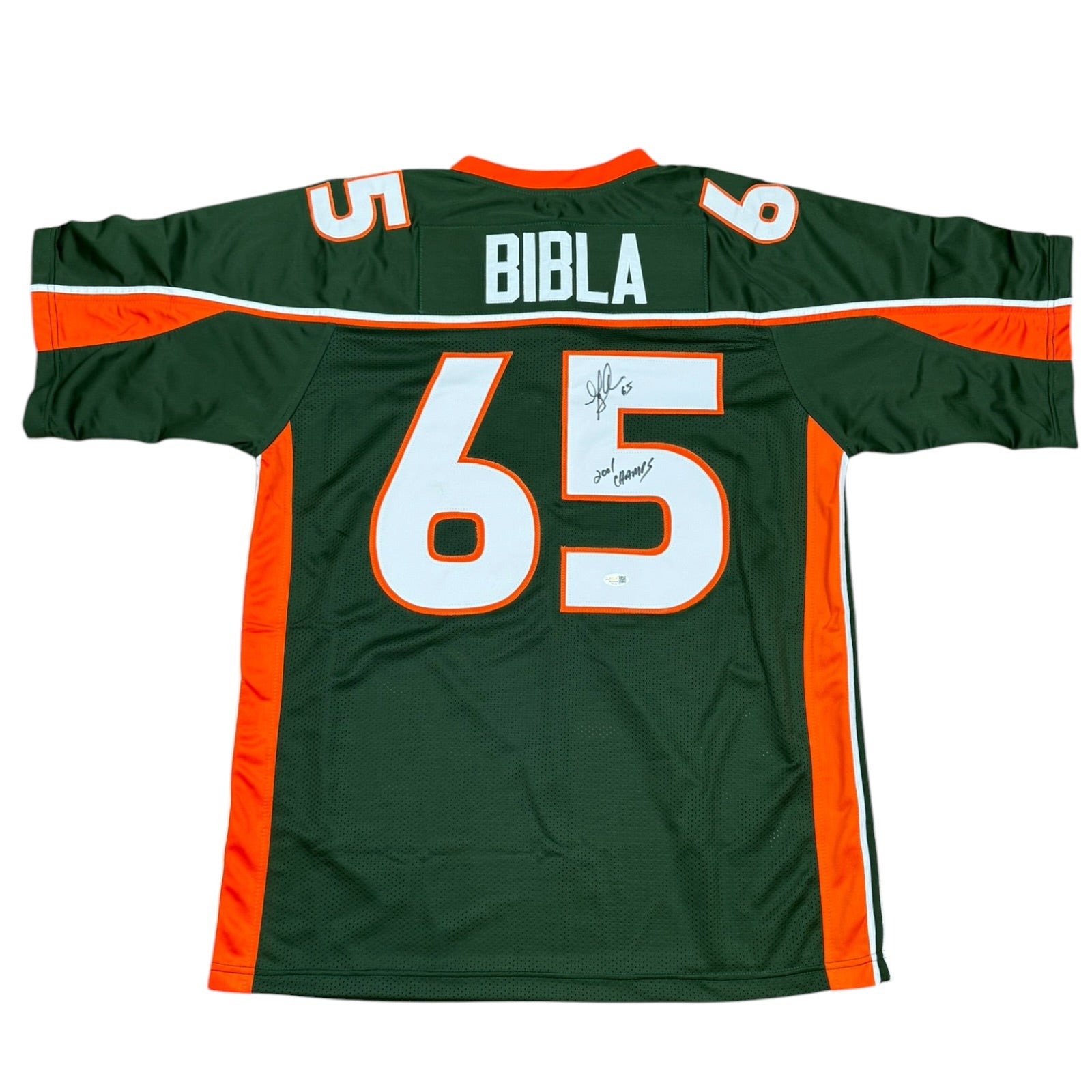 Martin Bibla Autographed Miami (Green #65) Custom Stitched Jersey - JSA