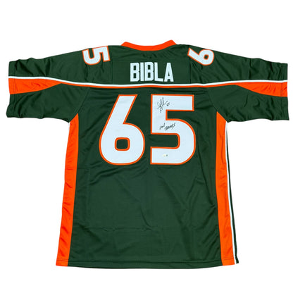 Martin Bibla Autographed Miami (Green #65) Custom Stitched Jersey - JSA
