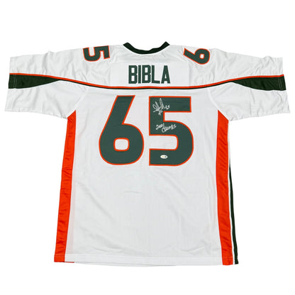 Martin Bibla Autographed Miami (White #65) Custom Stitched Jersey - JSA