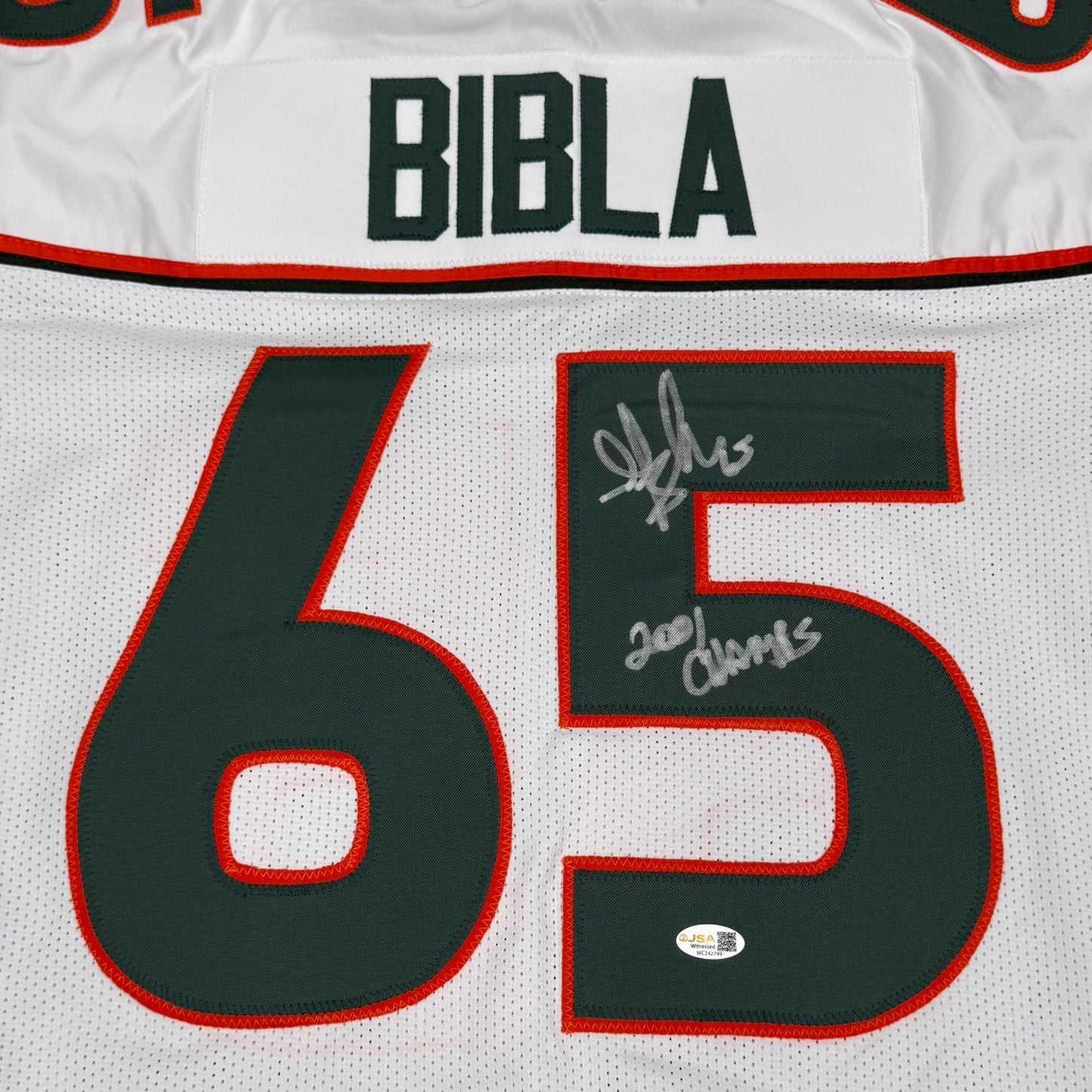 Martin Bibla Autographed Miami (White #65) Custom Stitched Jersey - JSA