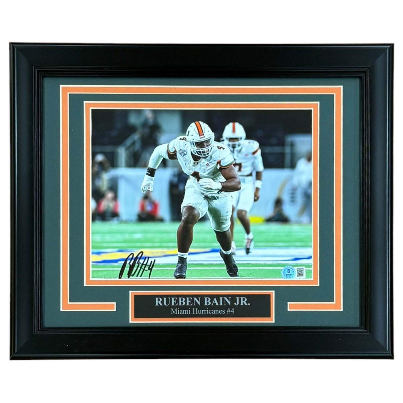 Rueben Bain Jr. Autographed Miami Hurricanes Deluxe Framed 8x10 Photo - Beckett