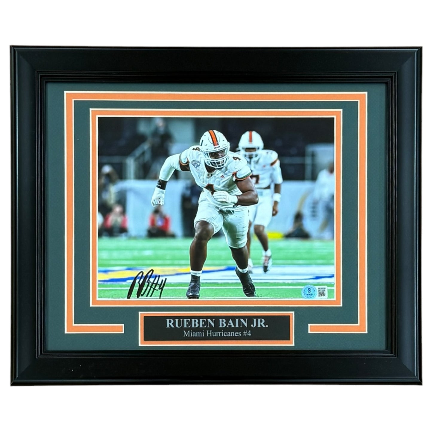 Rueben Bain Jr. Autographed Miami Hurricanes Deluxe Framed 8x10 Photo - Beckett
