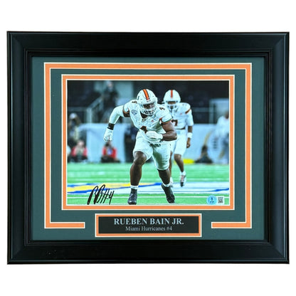 Rueben Bain Jr. Autographed Miami Hurricanes Deluxe Framed 8x10 Photo - Beckett