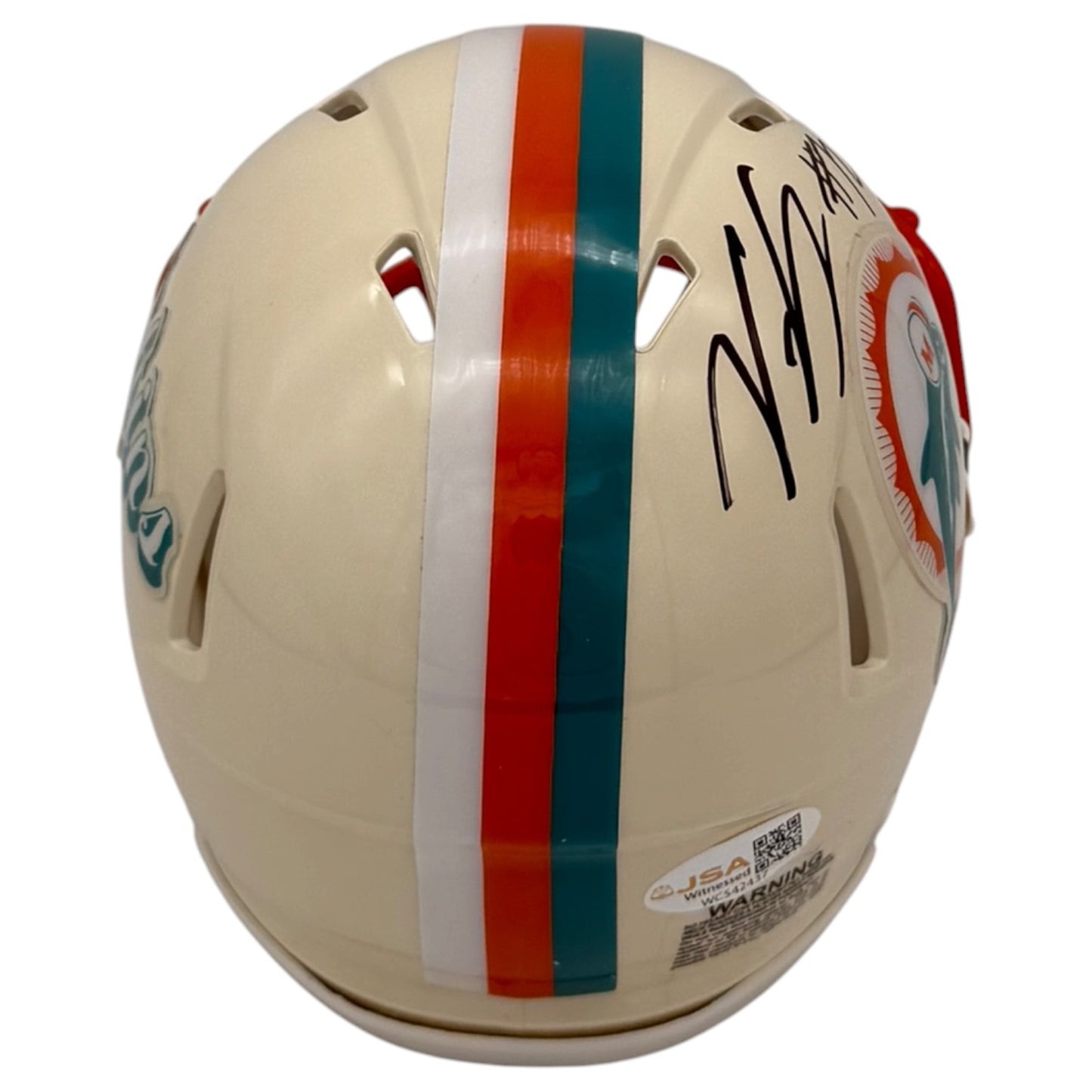 Vernon Carey Autographed Miami Dolphins (Retro) Mini Helmet - JSA