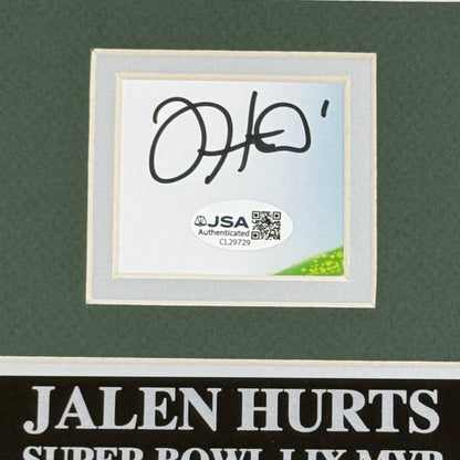 Jalen Hurts Autographed Philadelphia Eagles SB LIX MVP Signature Series Frame - JSA