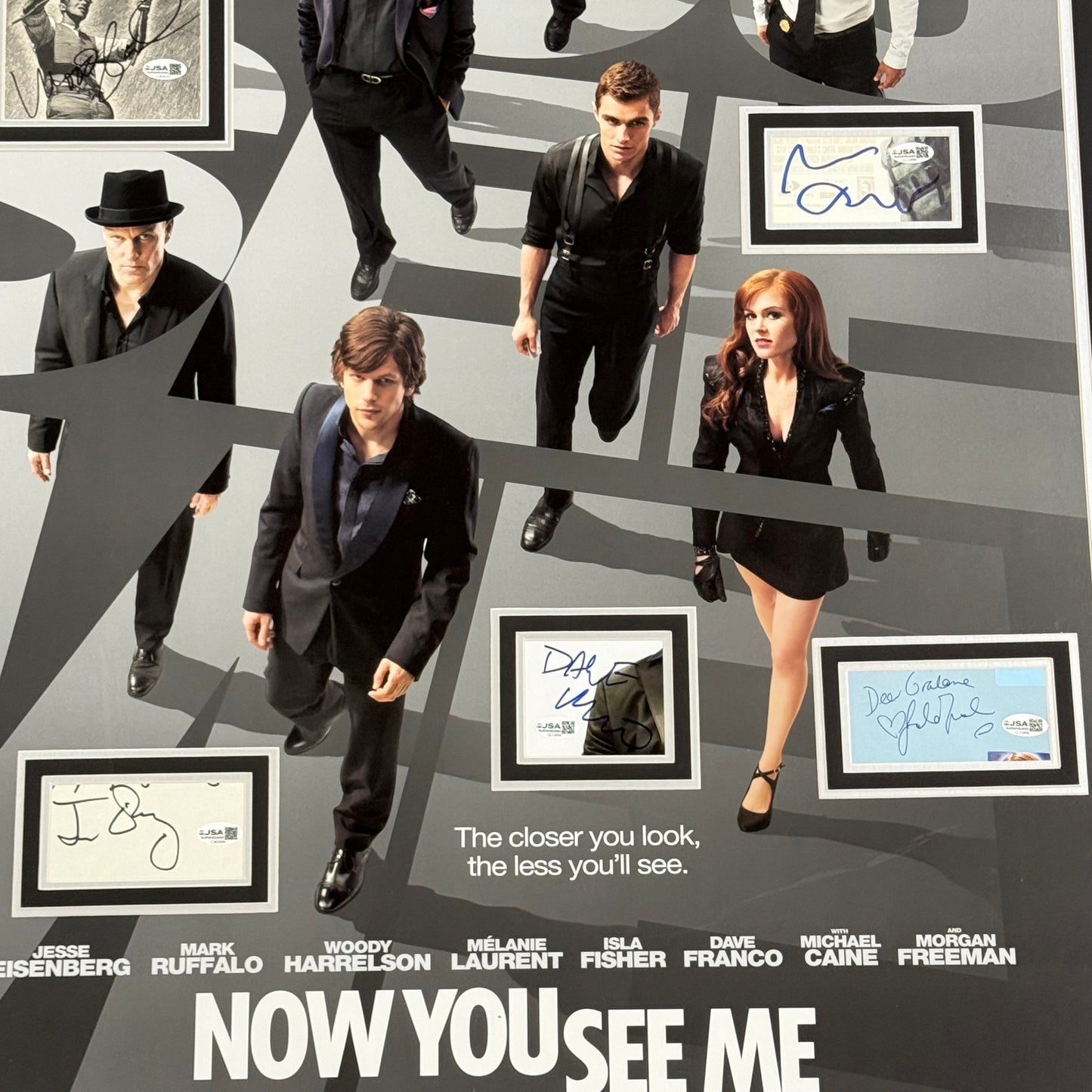 Now You See Me Full-Size Movie Poster Deluxe Framed with 7 Cast Autographs - JSA