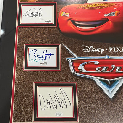 Cars Full-Size Movie Poster Deluxe Framed with 7 Cast Autographs - JSA