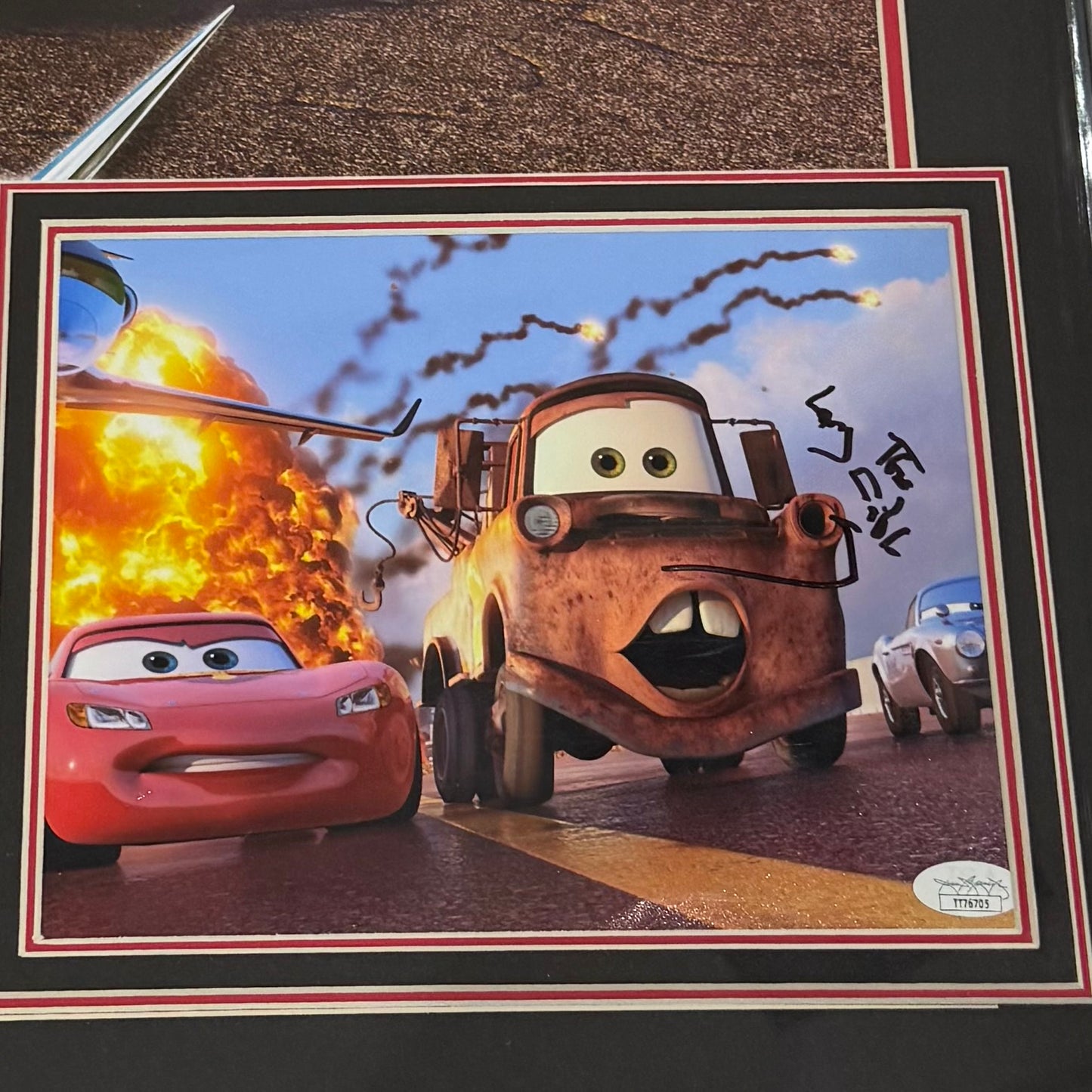 Cars Full-Size Movie Poster Deluxe Framed with 7 Cast Autographs - JSA