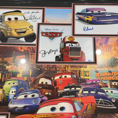 Cars Full-Size Movie Poster Deluxe Framed with 7 Cast Autographs - JSA