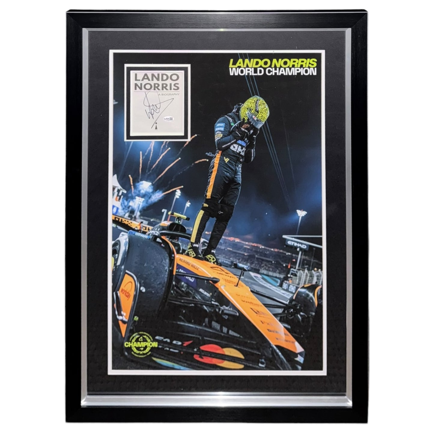 Lando Norris Autographed Formula One F1 2025 World Champion Deluxe Framed Poster with Signature - JSA