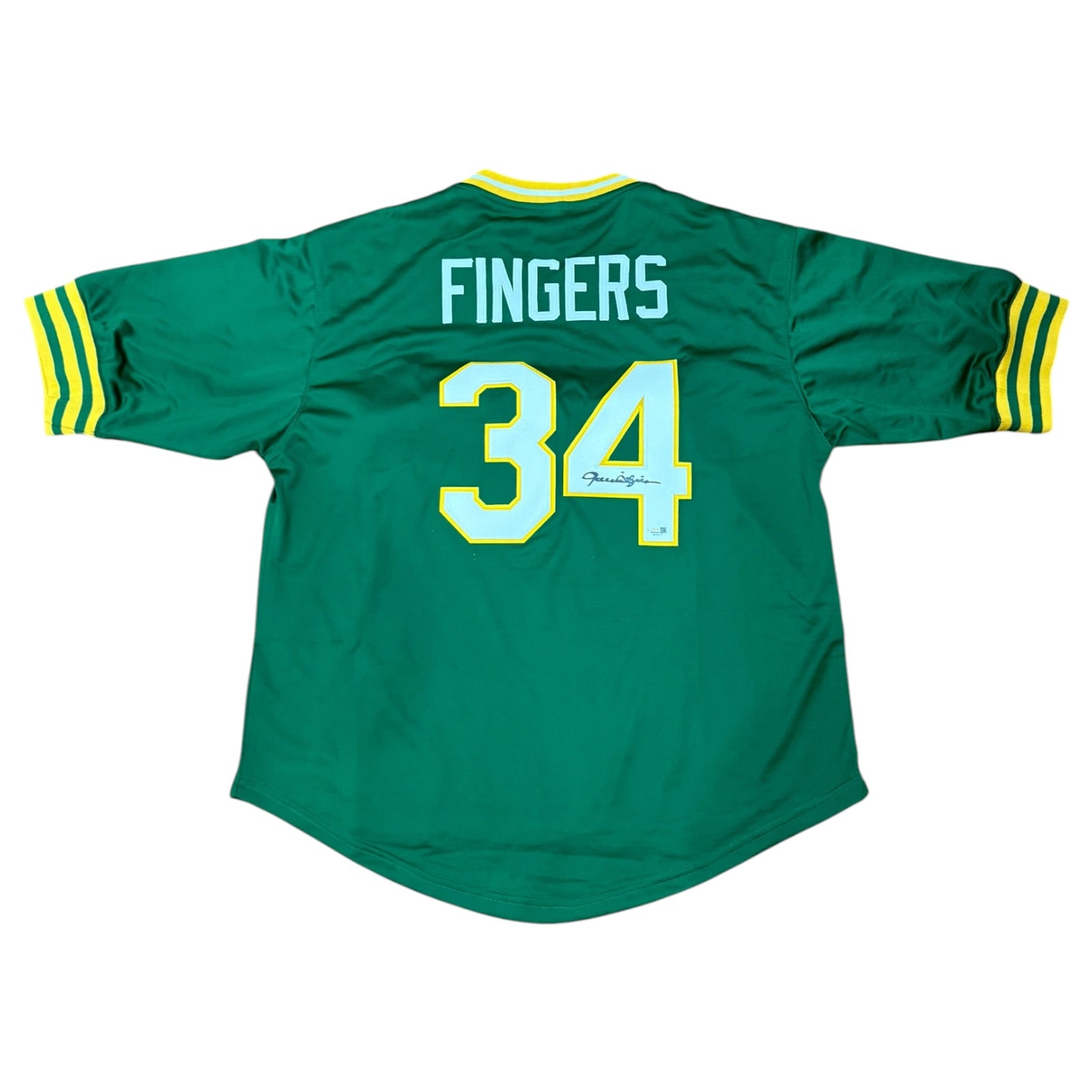 Rollie Fingers Autographed Oakland (Green #34) Custom Jersey - JSA