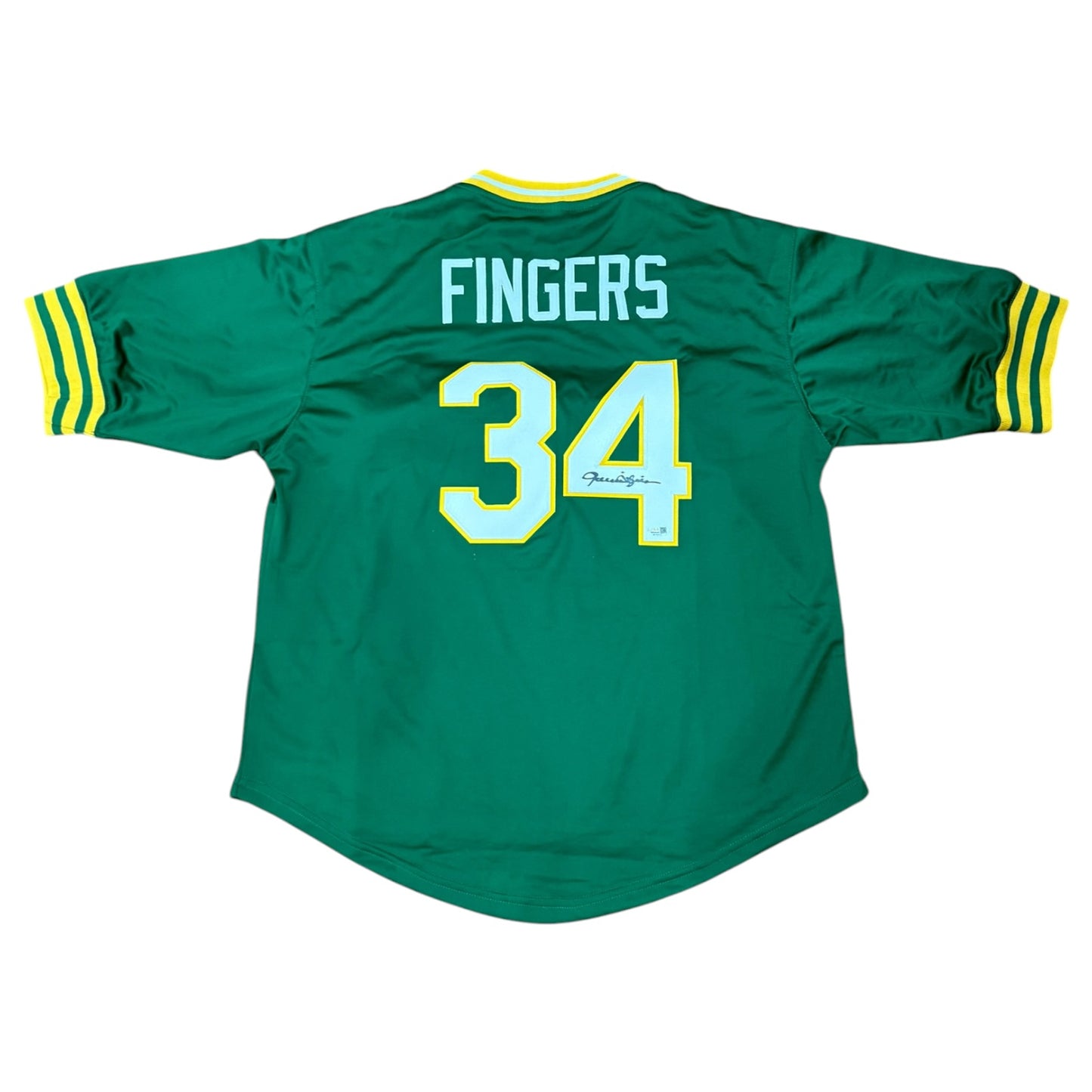Rollie Fingers Autographed Oakland (Green #34) Custom Jersey - JSA