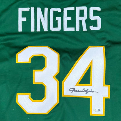Rollie Fingers Autographed Oakland (Green #34) Custom Jersey - JSA