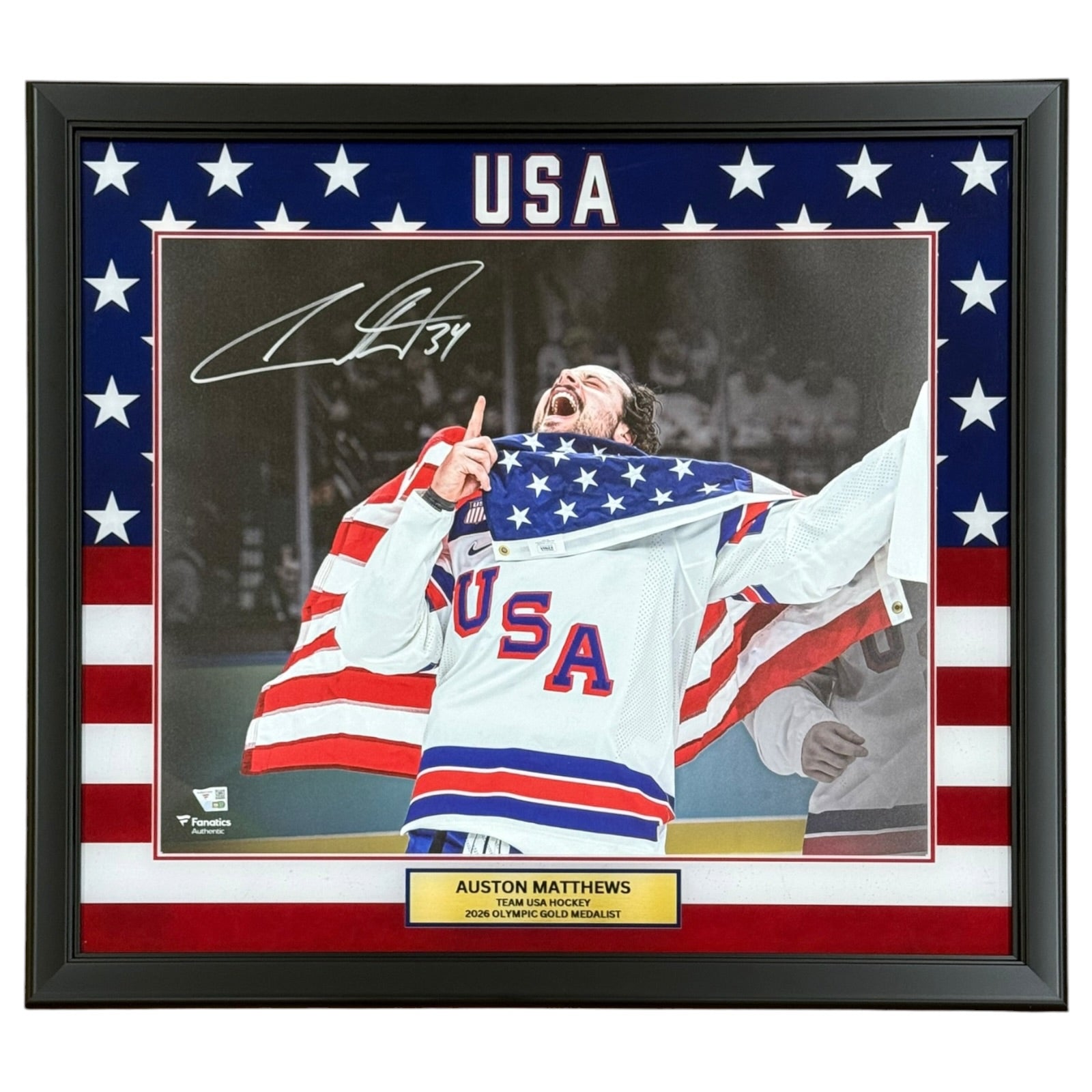 Auston Matthews Autographed Deluxe Framed Team USA Olympics 16x20 Photo - Fanatics
