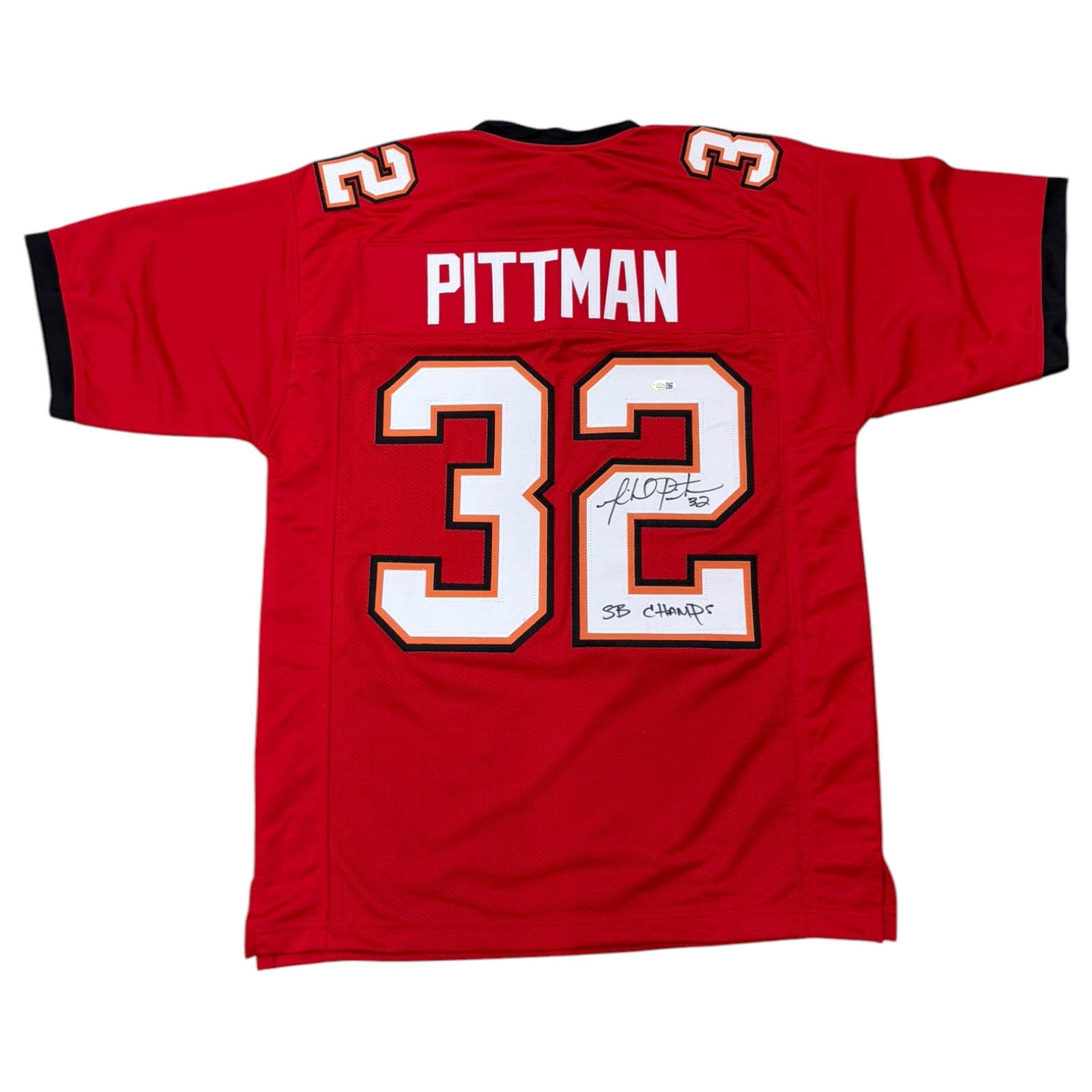 Michael Pittman Autographed Tampa Bay (Red #32) Custom Stitched Jersey - JSA