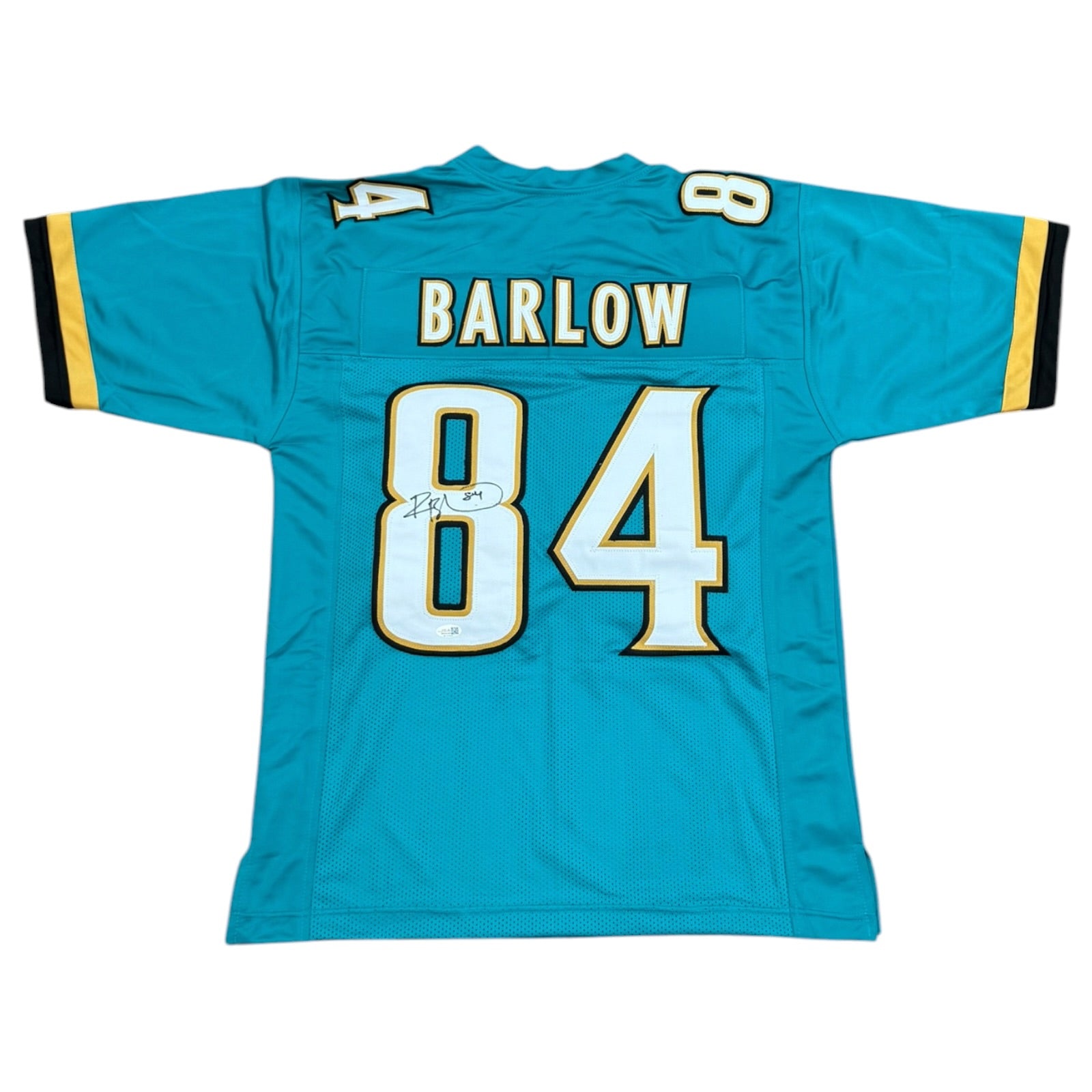 Reggie Barlow Autographed Jacksonville (Teal #84) Custom Stitched Jersey - JSA