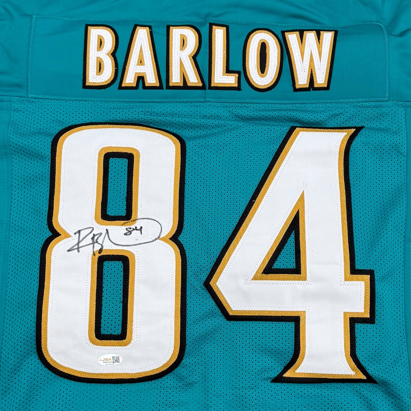 Reggie Barlow Autographed Jacksonville (Teal #84) Custom Stitched Jersey - JSA