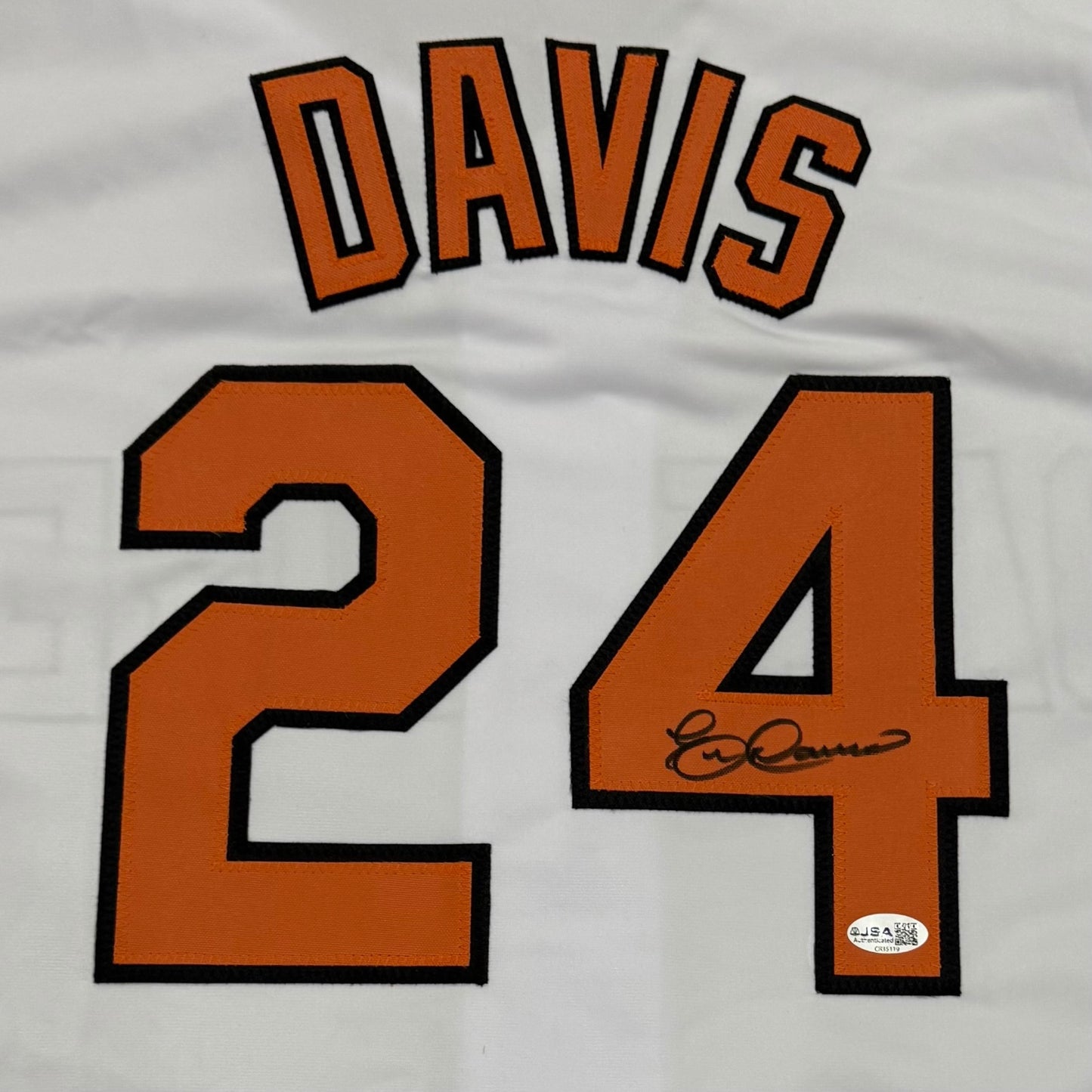 Eric Davis Autographed Baltimore (White #24) Custom Stitched Jersey - JSA