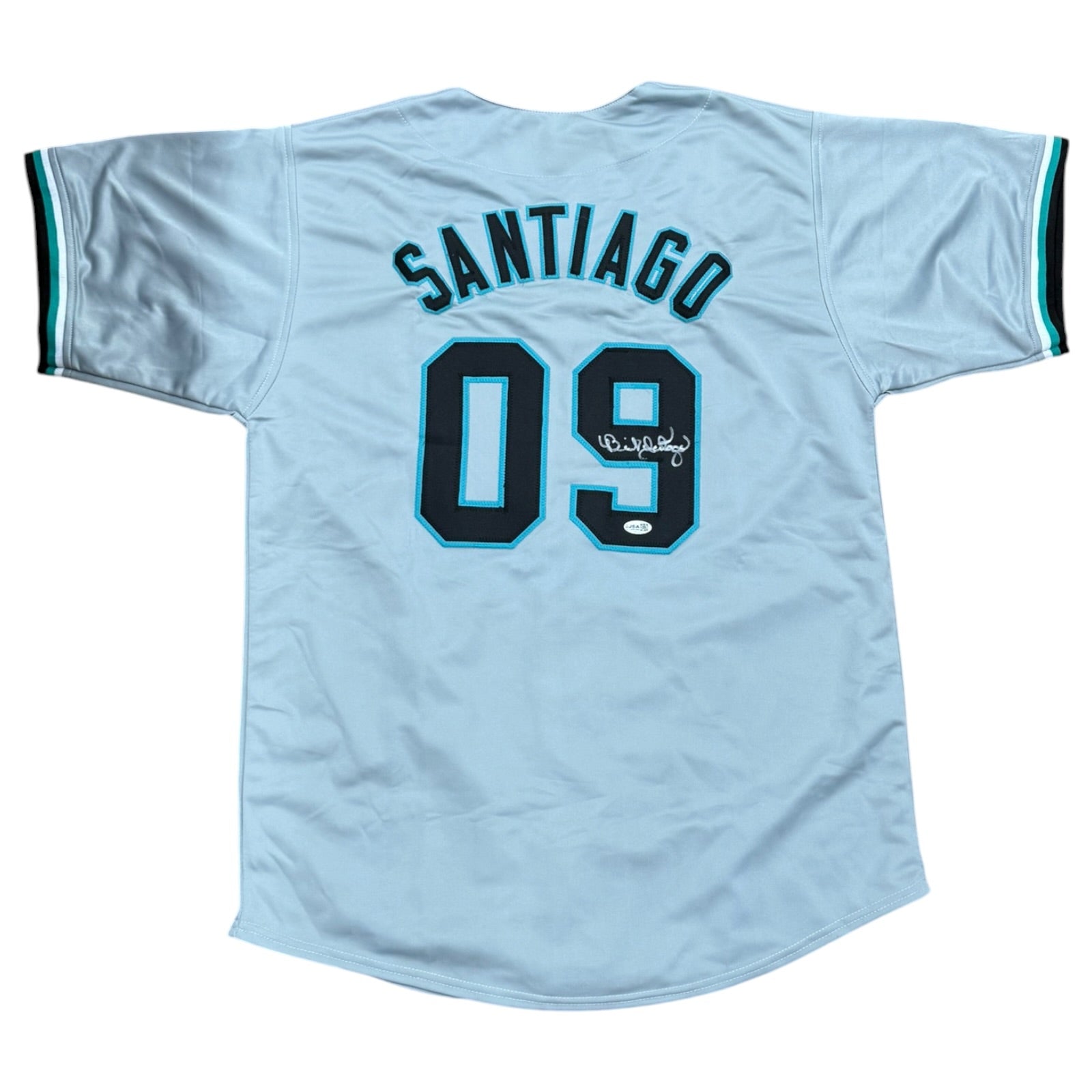 Benito Santiago Autographed Florida (Grey #09) Custom Stitched Jersey - JSA