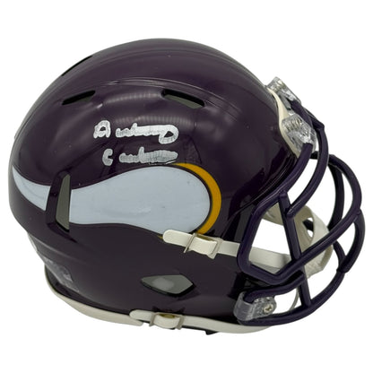 Anthony Carter Autographed Minnesota Vikings (Throwback) Mini Helmet - JSA