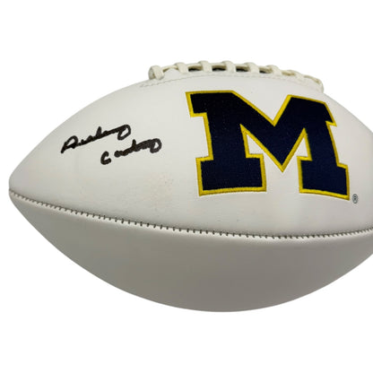 Anthony Carter Autographed University of Michigan Wolverines Logo Football - JSA