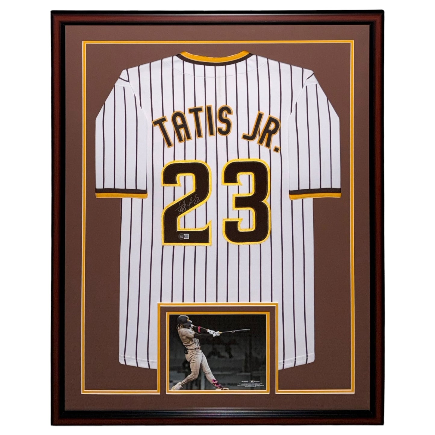 Fernando Tatis Jr. Autographed San Diego (White Pinstripe #23) Deluxe Framed Custom Jersey - Beckett