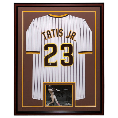 Fernando Tatis Jr. Autographed San Diego (White Pinstripe #23) Deluxe Framed Custom Jersey - Beckett