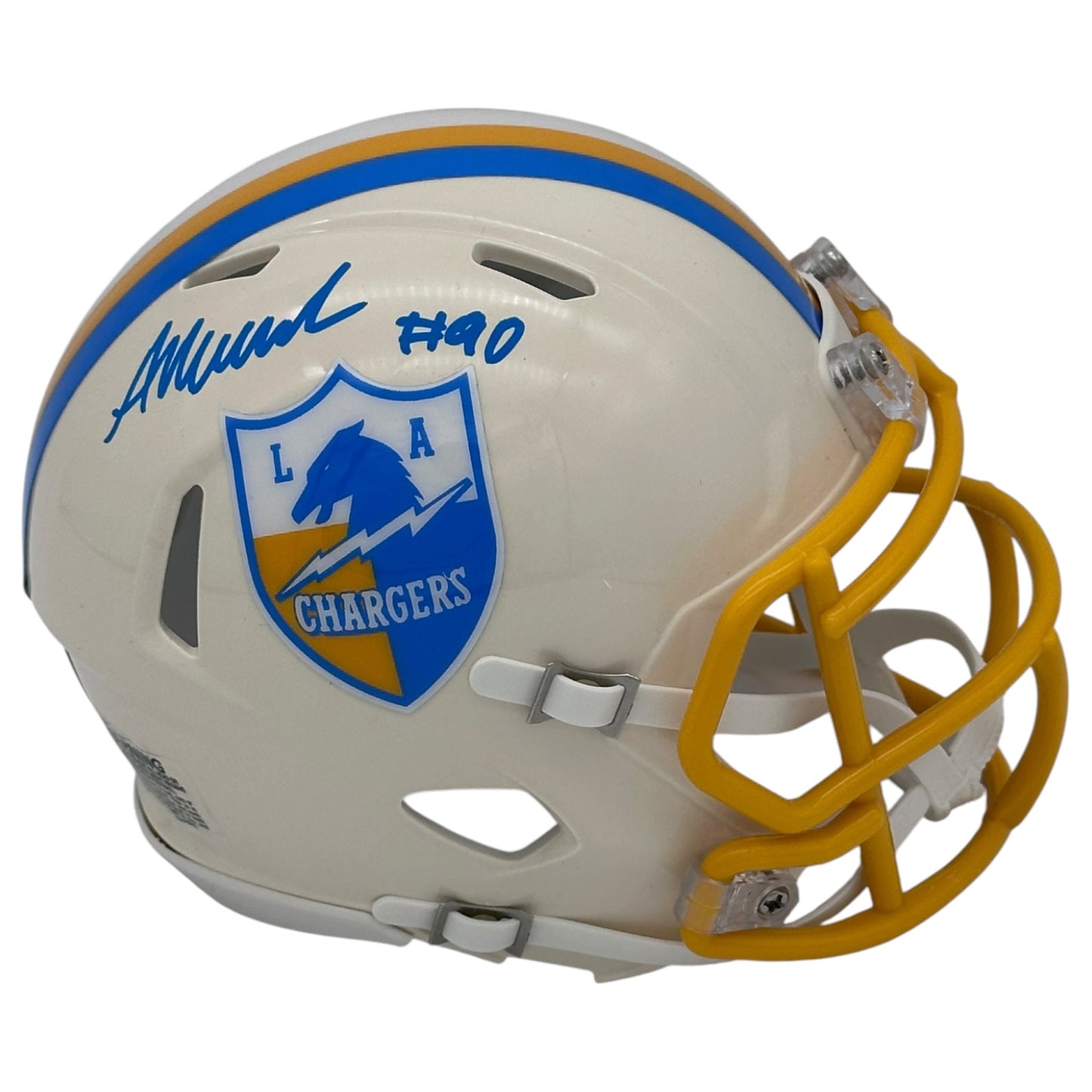 Akheem Mesidor Autographed Los Angeles Chargers (Retro) Mini Helmet - JSA